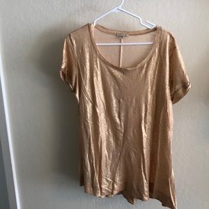 Anthropologie gold shimmered t shirt
